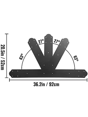 VEVOR Giebelplatte mit Maß- und Winkelangaben.