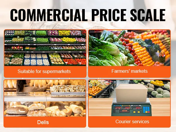 Báscula de cálculo de precios VEVOR para supermercados, mercados de agricultores, tiendas de delicatessen y servicios de mensajería.