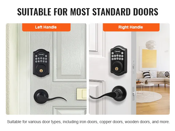 VEVOR keyless entry door lock with left and right handle options, suitable for most standard doors.