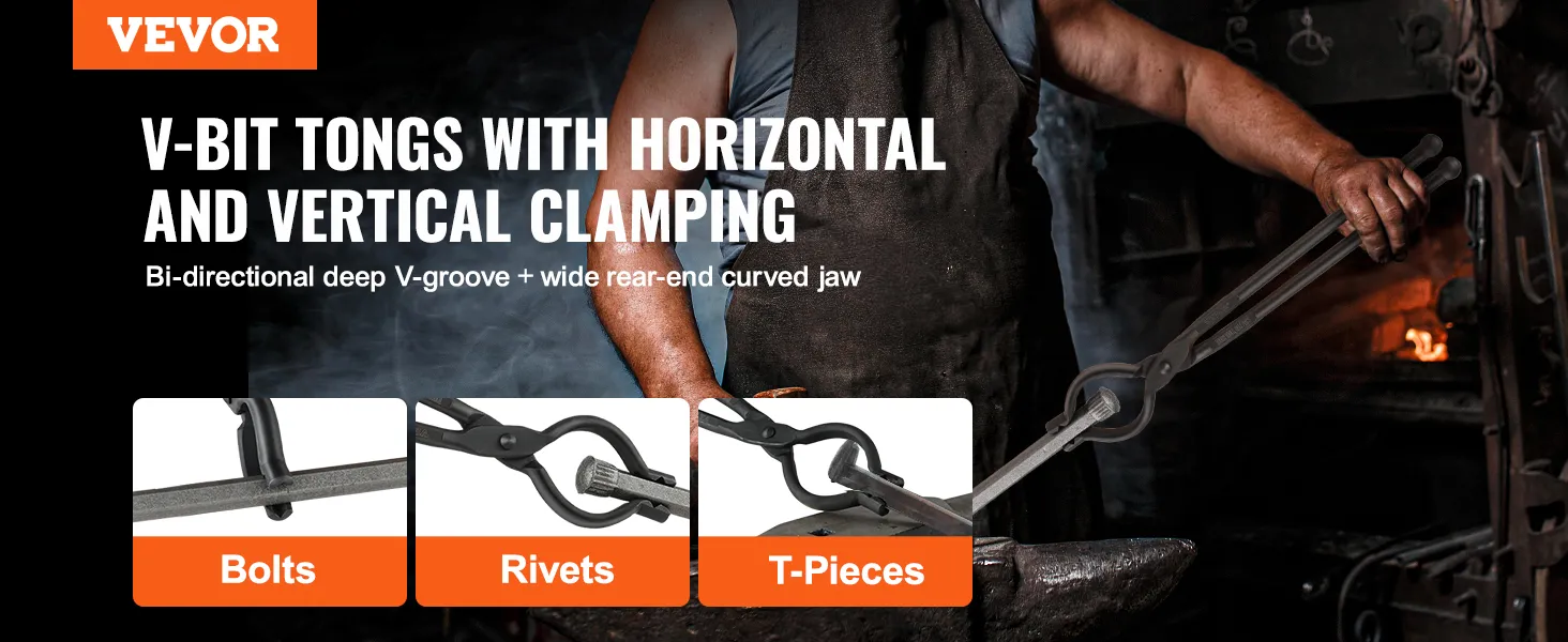 VEVOR-smid gebruikt een V-bittang voor horizontaal en verticaal klemmen van bouten, klinknagels en T-stukken.