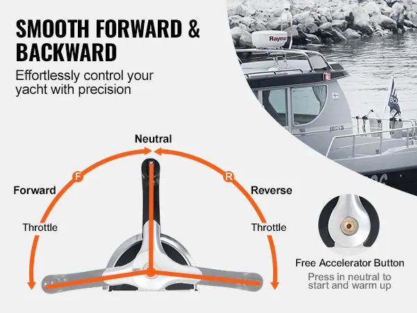 VEVOR-gashendel voor boten biedt soepele vooruit- en achteruitbesturing voor moeiteloze manoeuvres op uw jacht.