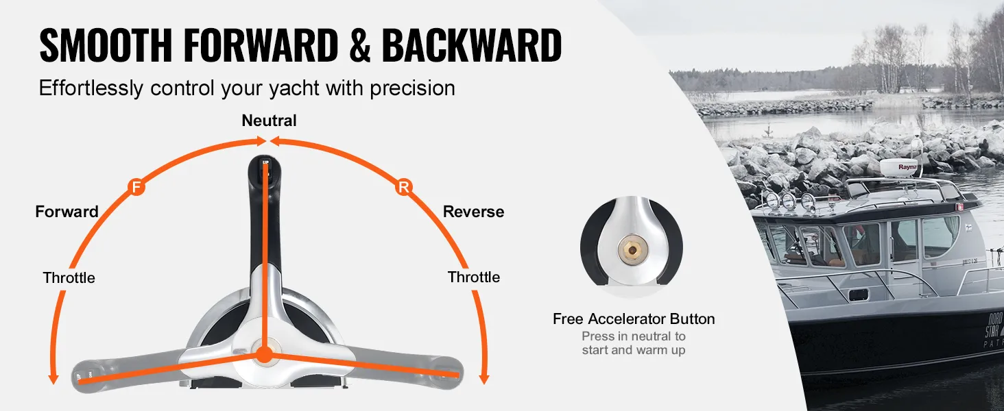 VEVOR boat throttle control offering smooth forward and reverse control for effortless yacht maneuvering.