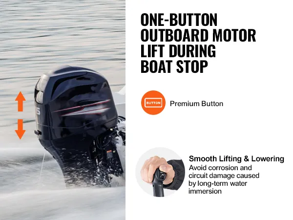 Met de VEVOR-gashendel voor boten kunt u de buitenboordmotor eenvoudig met één knop optillen, voor extra gemak en veiligheid.