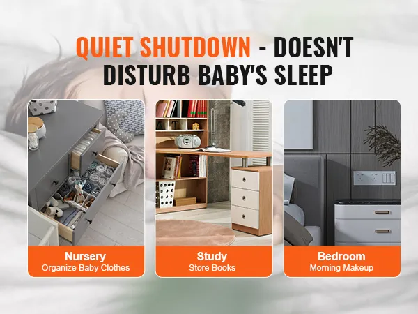 quiet shutdown VEVOR drawer slides for nursery, study, and bedroom ensure peaceful baby sleep.