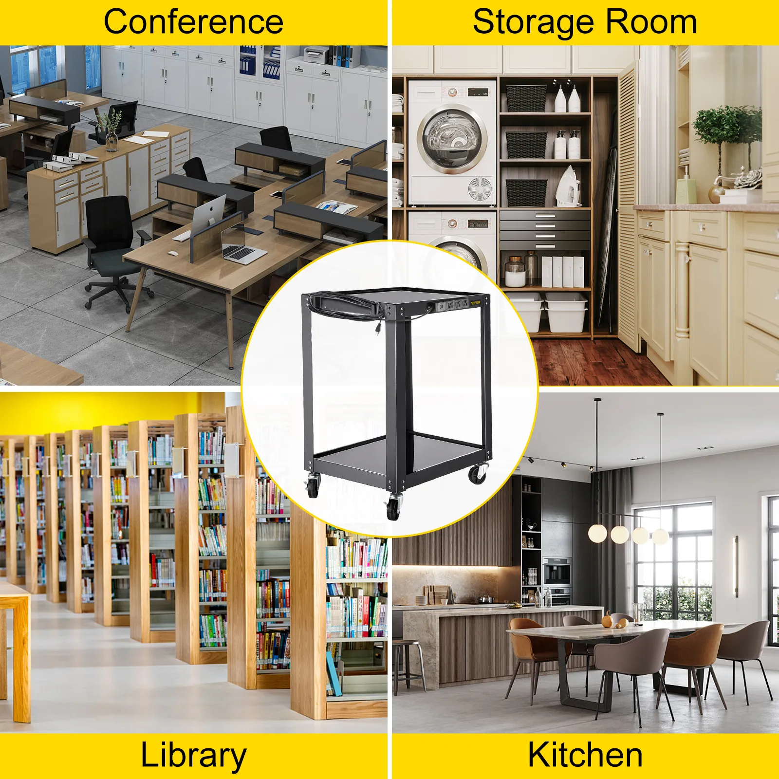 Carro VEVOR para conferencias, salas de almacenamiento, bibliotecas y cocinas.