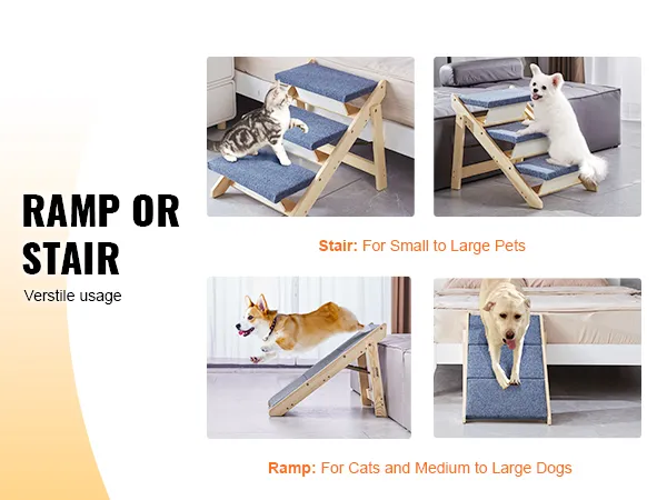 Escaleras para mascotas VEVOR: rampa o escalera versátil para mascotas pequeñas y grandes, perfecta para gatos y perros.