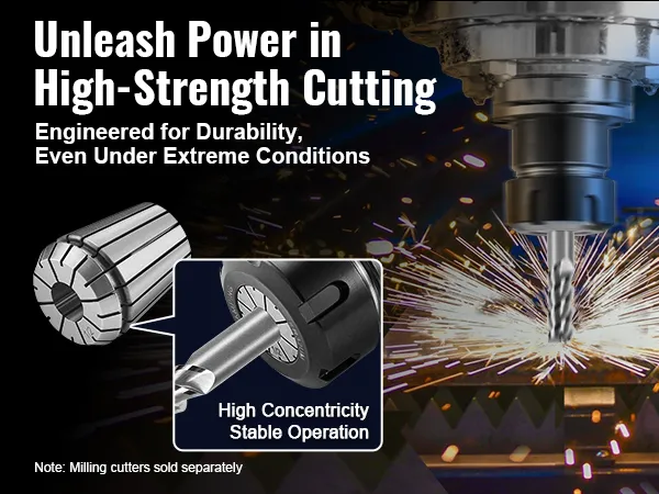 VEVOR er32 collet set for high-strength cutting, ensuring durability and stability under extreme conditions.