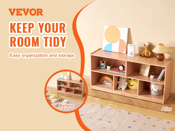 VEVOR storage shelf ensures easy organization and storage, featuring toys and books for a tidy room.