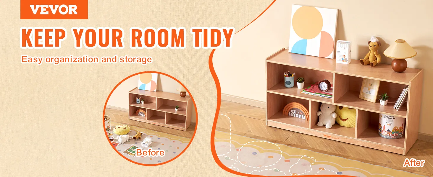 VEVOR storage shelf ensures easy organization and storage, featuring toys and books for a tidy room.