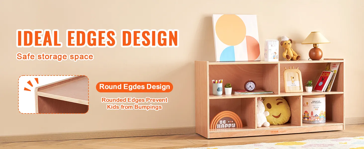 VEVOR storage shelf with rounded edges design for safe storage, preventing kids from bumping.