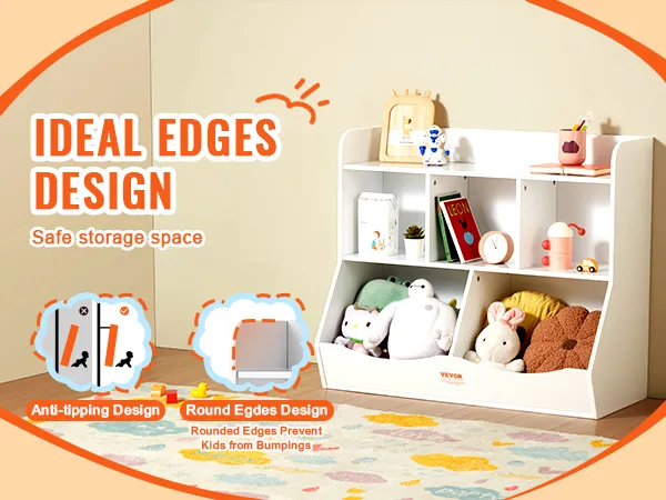 VEVOR toy storage organizer with safe anti-tipping design and rounded edges, perfect for kids' room.