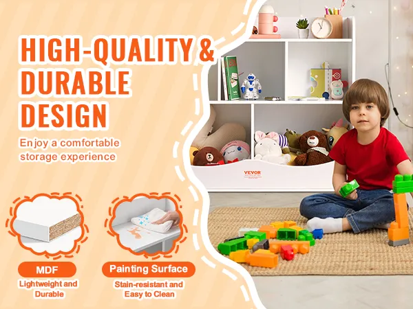 high-quality VEVOR toy storage organizer with mdf material, painting surface, and comfortable storage.