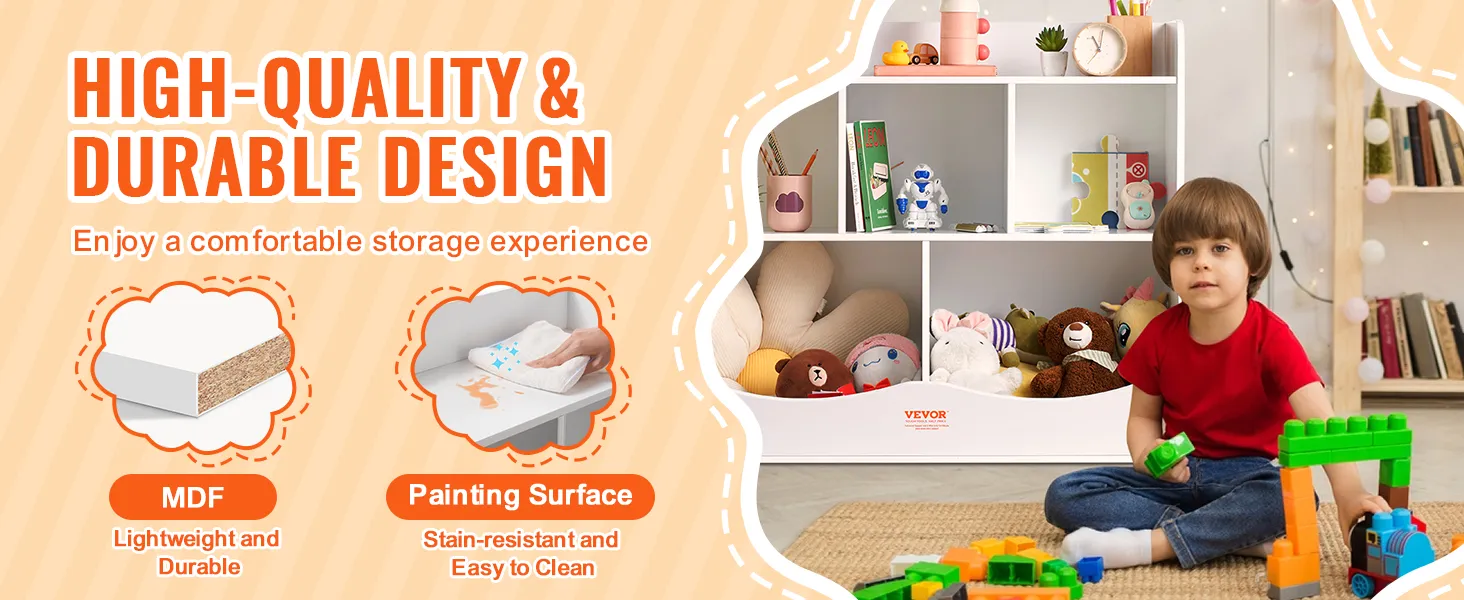 high-quality VEVOR toy storage organizer with mdf material, painting surface, and comfortable storage.