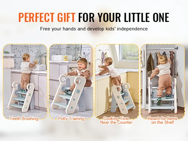 Taburete VEVOR para niños pequeños para cepillarse los dientes, aprender a ir al baño, cocinar y alcanzar objetos en el estante.