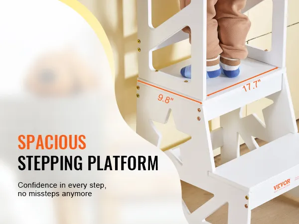 VEVOR peuteropstapje met ruim opstapplatform, stervormige uitsparingen en stevig ontwerp voor veiligheid.