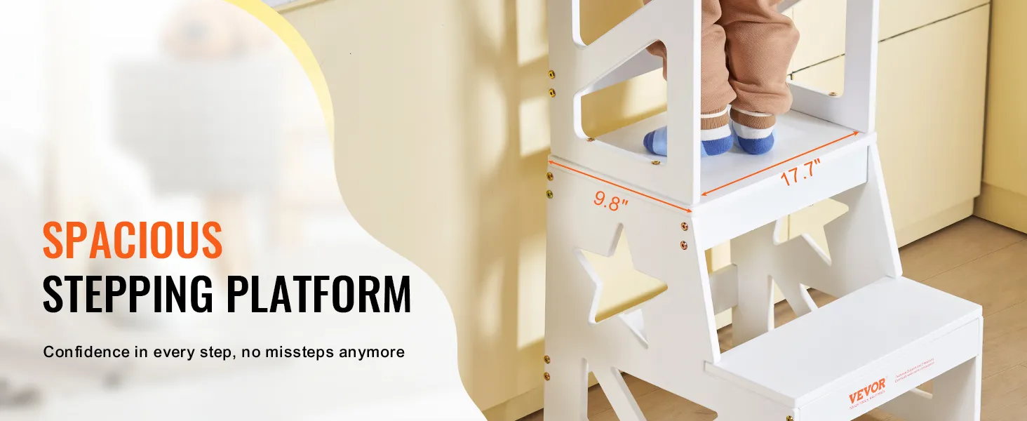 VEVOR peuteropstapje met ruim opstapplatform, stervormige uitsparingen en stevig ontwerp voor veiligheid.