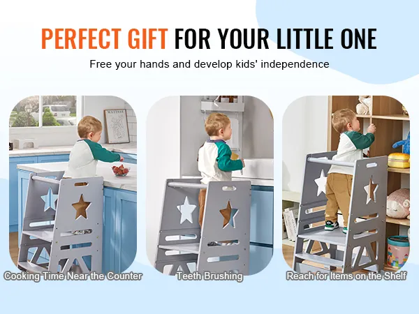 Podnóżek VEVOR: idealny dla dzieci, które chcą samodzielnie sięgać do blatów, myć zęby i sięgać po półki.