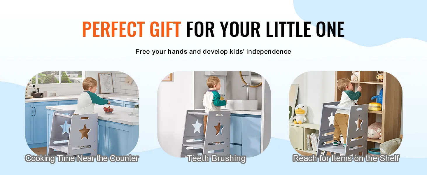 Podnóżek VEVOR: idealny dla dzieci, które chcą samodzielnie sięgać do blatów, myć zęby i sięgać po półki.