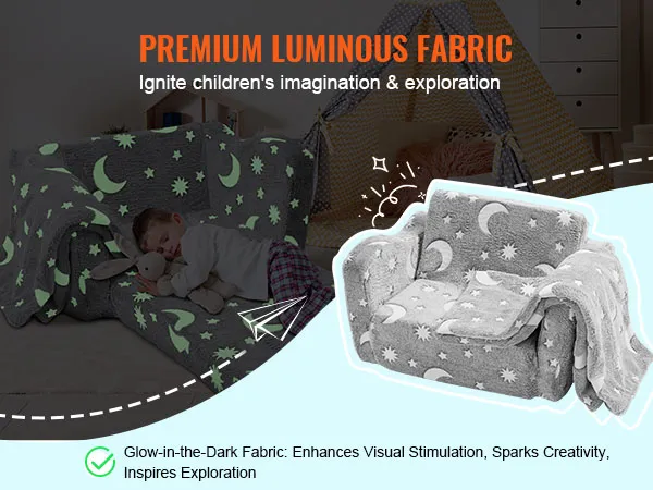 VEVOR kids sofa with glowing stars and moon pattern, designed to spark creativity and exploration.