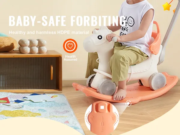 VEVOR rocking horse with baby-safe hdpe material and health assured certification.