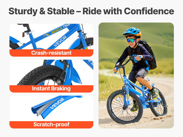 VEVOR Kids Bike, 18 Inches BMX Style Children Bicycle, Rider