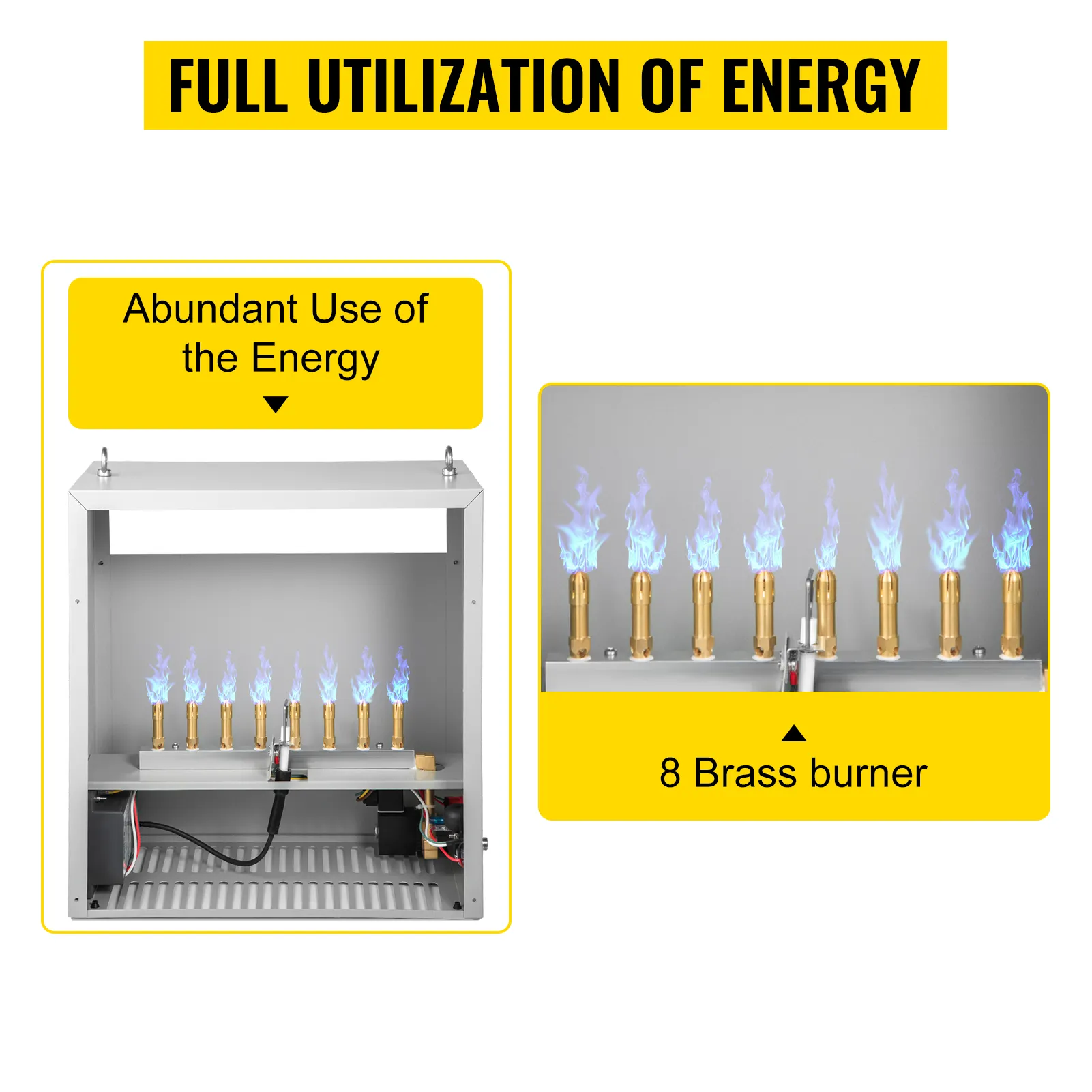 VEVOR co2 burner featuring eight brass burners for efficient energy use.