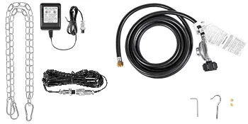 VEVOR co2 burner kit with cable, regulator, chains, and installation tools.