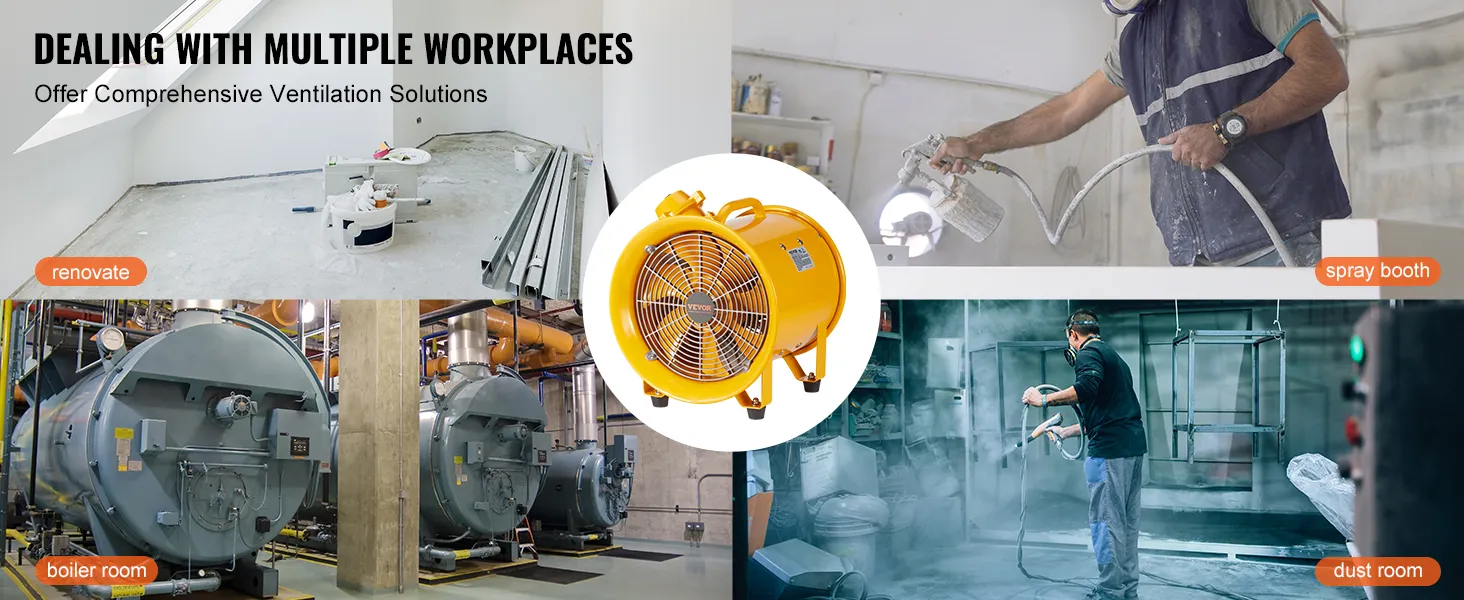 Ventilador portátil VEVOR para renovación, sala de calderas, cabina de pintura y soluciones de ventilación integrales para cuartos de polvo