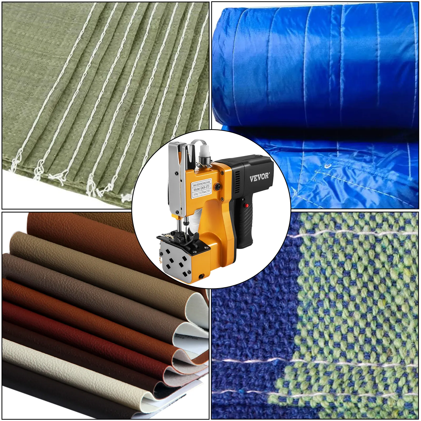 Bolsa portátil VEVOR con costuras más cercanas para telas, cuero, lonas y colchas.