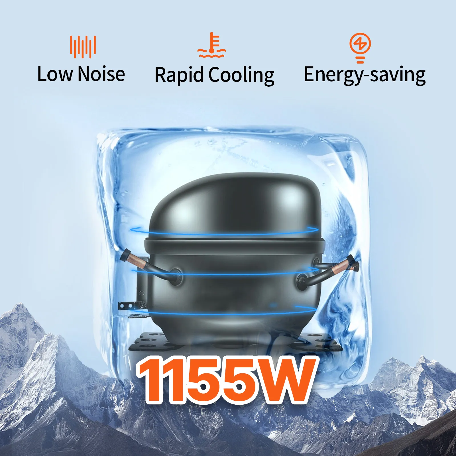 Máquina de granizados VEVOR en acero inoxidable con bandeja recogegotas negra y pomo blanco debajo del logotipo de VEVOR