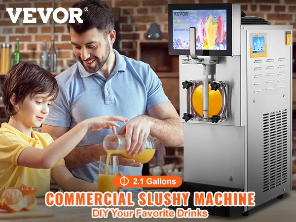 Máquina de granizados VEVOR de 2,1 galones, prepara tus bebidas favoritas en casa, en un entorno de cocina moderno.