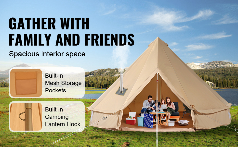 ◆YURT◆ Fog Fig_Black [YB242F_BK] Vevor Bell Tent 22.9' Waterproof Canvas Yurt with Stove