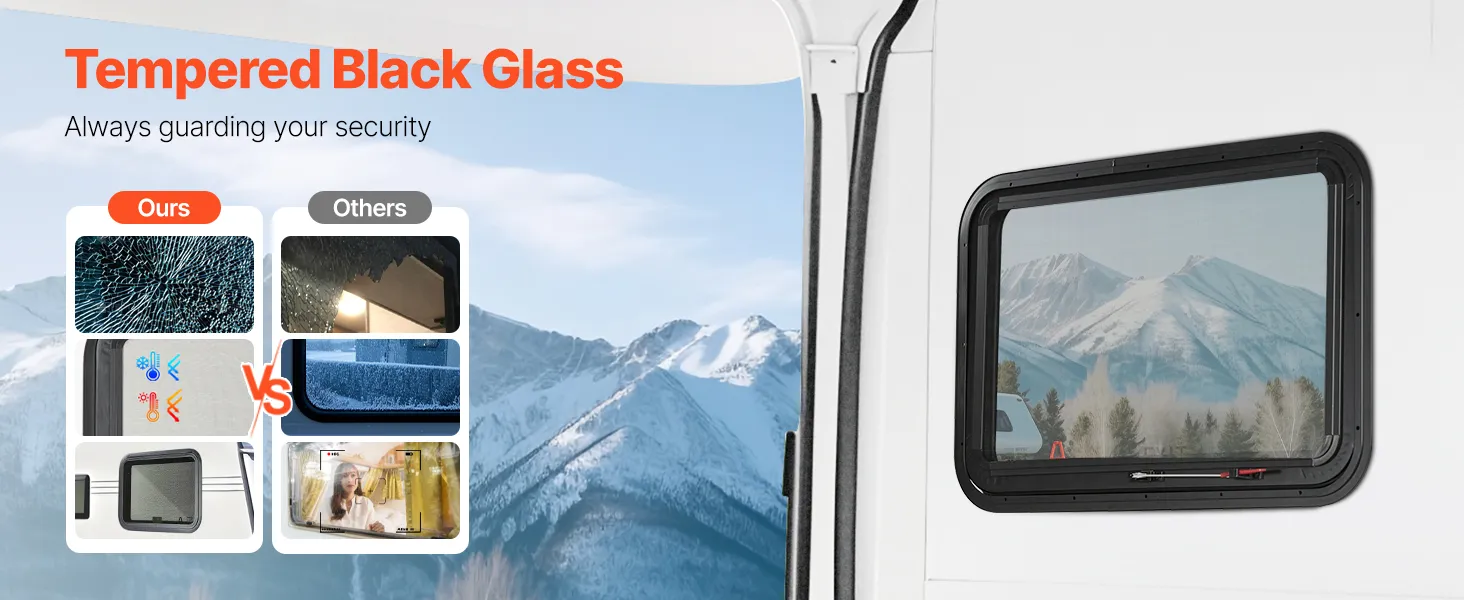 VEVOR Vertical RV Window, 12 In. W X 22 In. H Tinted Sliding RV Window With Net Screen And Trim Ring Fit 15 16 In 1 3 4 In Fcccksxtl300231fbv0