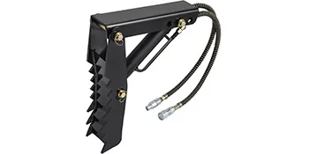 Accesorios de pulgar para retroexcavadora hidráulica VEVOR con mangueras dobles y dientes de agarre dentados.