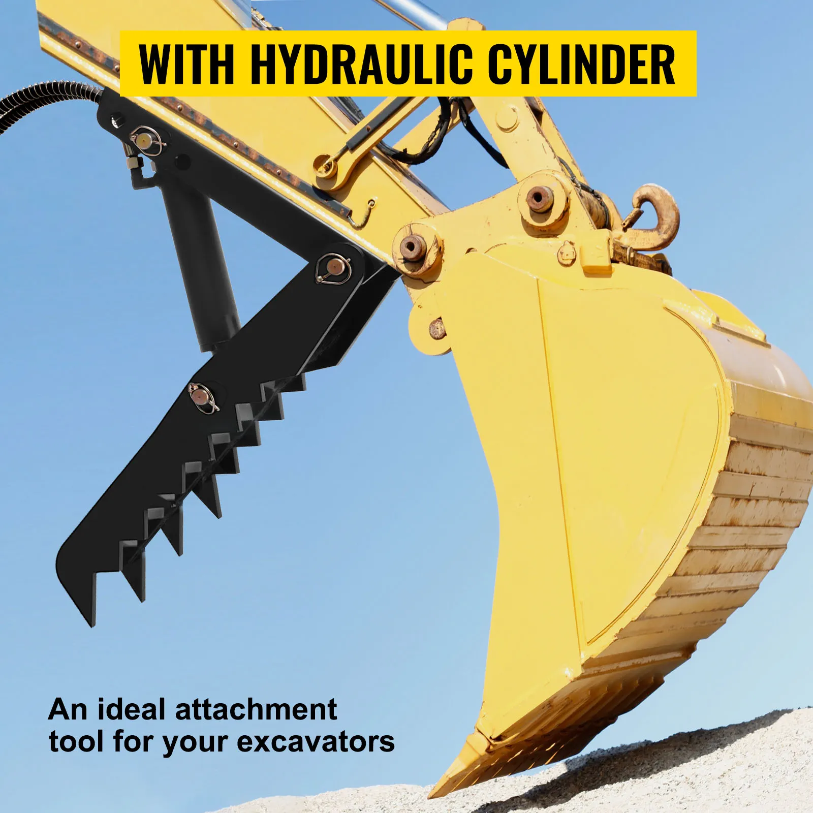 Accesorios de pulgar para retroexcavadora hidráulica VEVOR, con cilindro hidráulico.