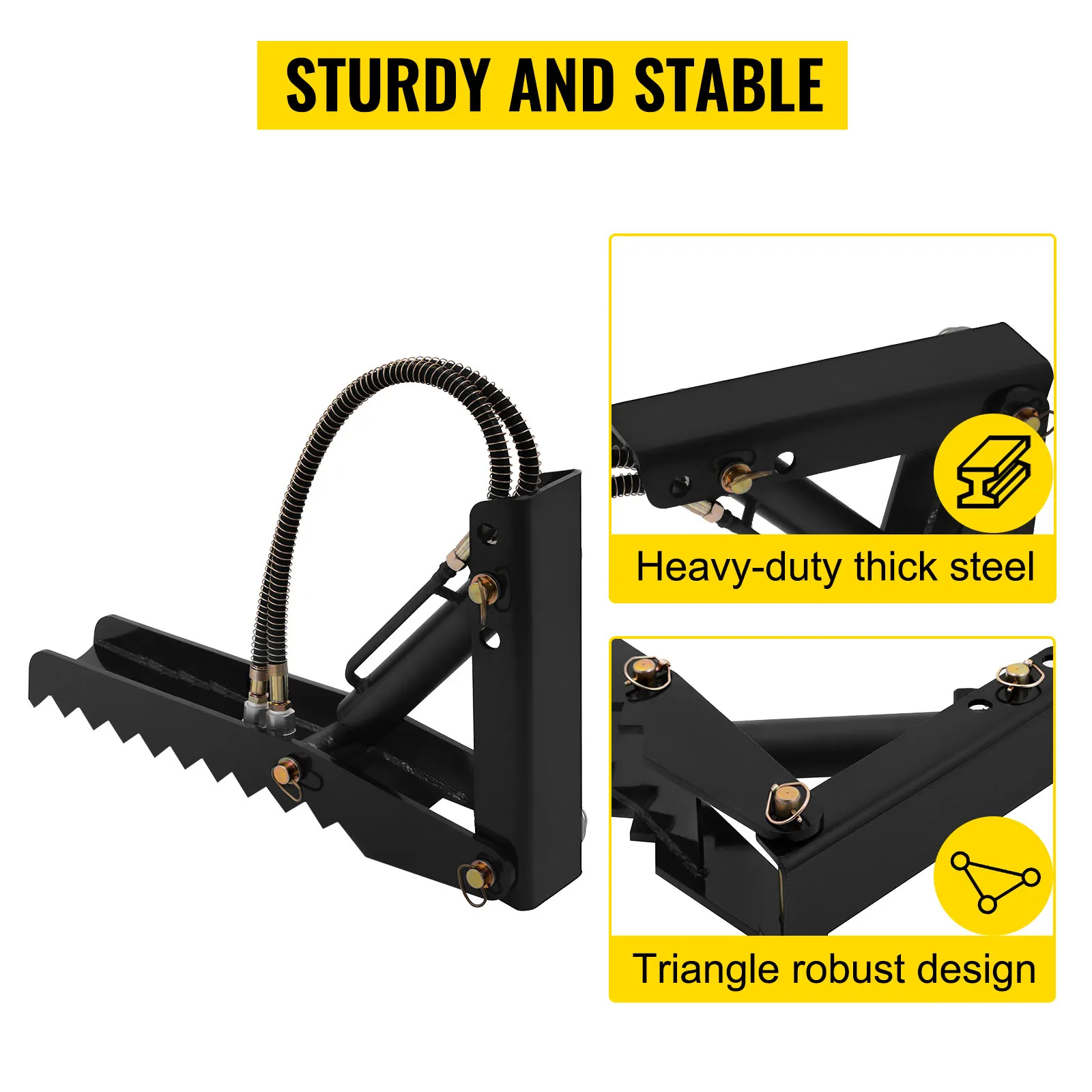 Accesorios de pulgar para retroexcavadora hidráulica VEVOR con acero grueso de alta resistencia y diseño robusto.