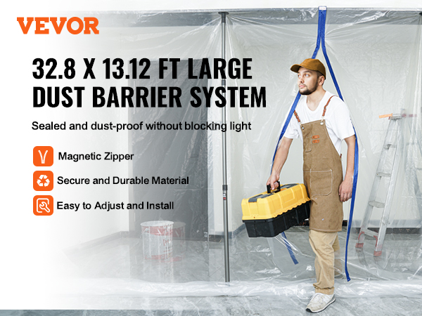 UNITEX STRONG Staubschutztür 220x110 Cm – Heavy Duty Vlies, Wiederverwendbar, Für Baustellen, Einfache Montage Mit Klebeband, Profi-Qualität Seit 2002