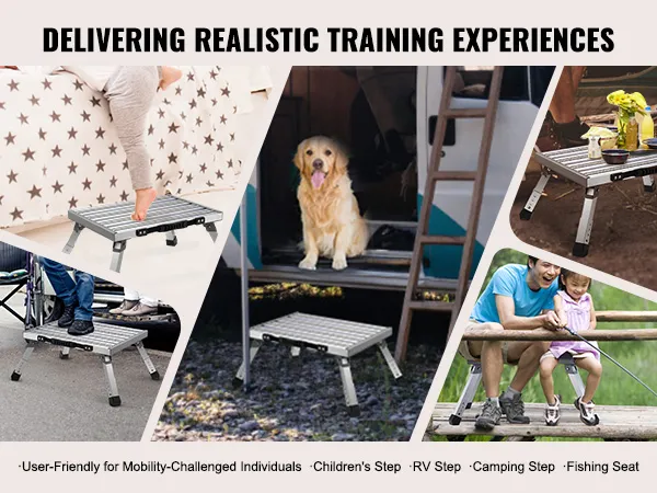 VEVOR rv steps with versatile functionality: mobility aid, children's step, rv step, camping step, fishing seat.