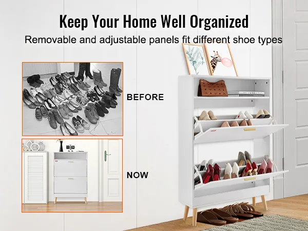 Mantenga su hogar organizado con el zapatero VEVOR con paneles extraíbles y ajustables para zapatos.