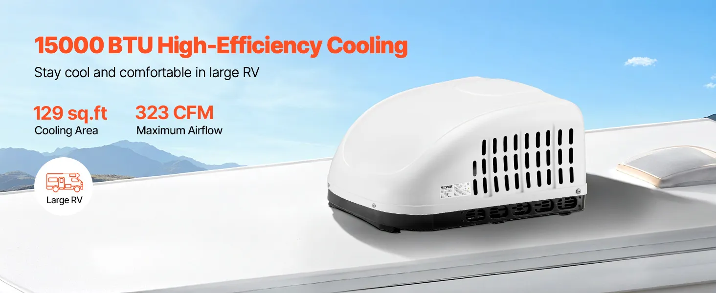 VEVOR RV AC Rooftop - 15,000 BTU, 65 dB Quiet, R32 Efficient