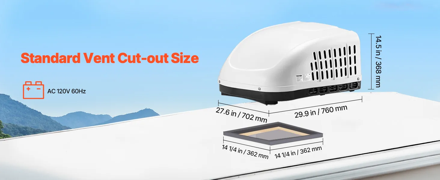 RV Air Conditioner 13500 BTU Non-Ducted Rooftop RV AC 65 dB Quiet for Replacing