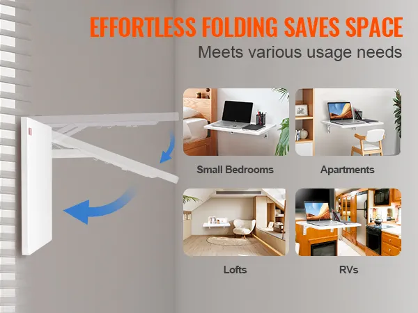 VEVOR folding wall table for small bedrooms, apartments, lofts, and rvs, showcasing space-saving design.