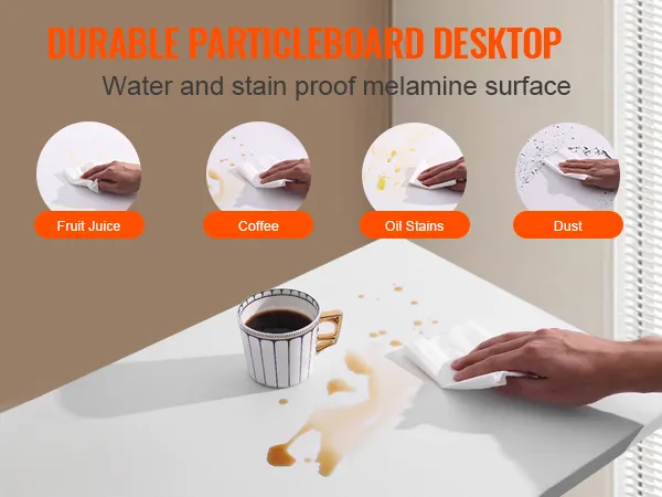 waterproof and stainproof VEVOR folding wall table with durable particleboard top cleaned easily.