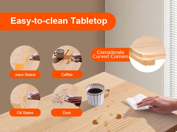 easy-to-clean tabletop of the VEVOR wall mounted folding table resists juice, oil stains, and dust.