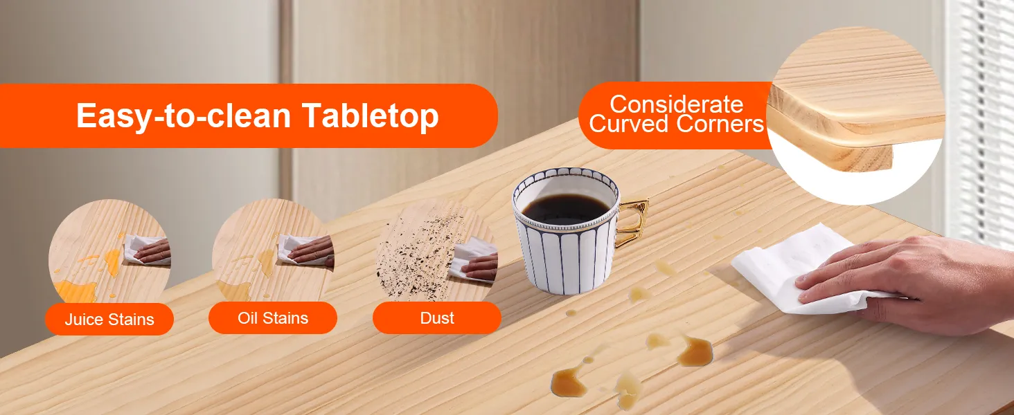 easy-to-clean tabletop of the VEVOR wall mounted folding table resists juice, oil stains, and dust.