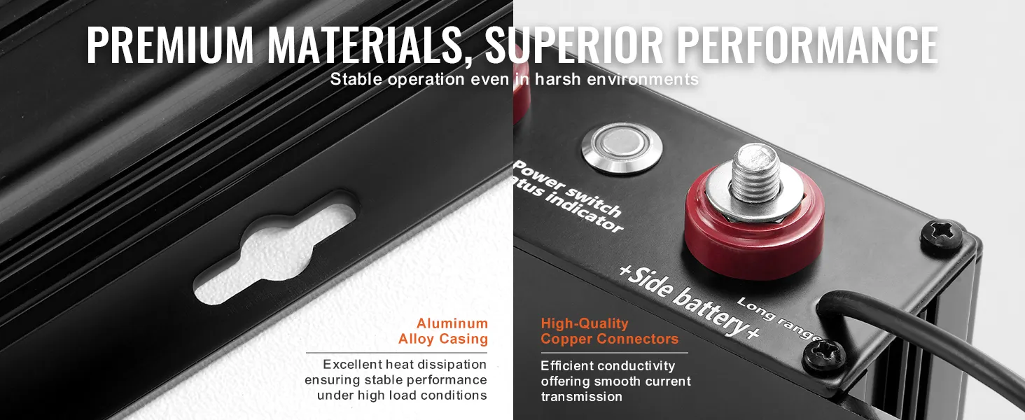 VEVOR battery isolator with aluminum alloy casing and high-quality copper connectors for stable performance.