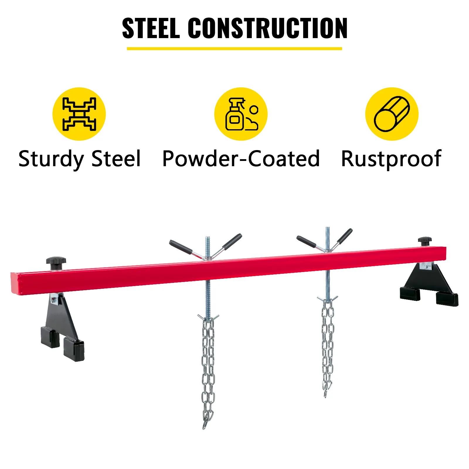 sturdy powder-coated VEVOR engine support bar, rustproof steel construction.