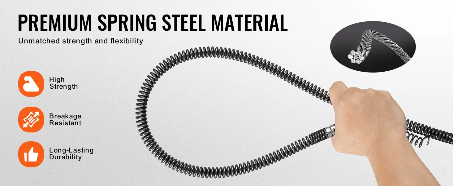 VEVOR premium spring steel material with high strength and breakage resistance.