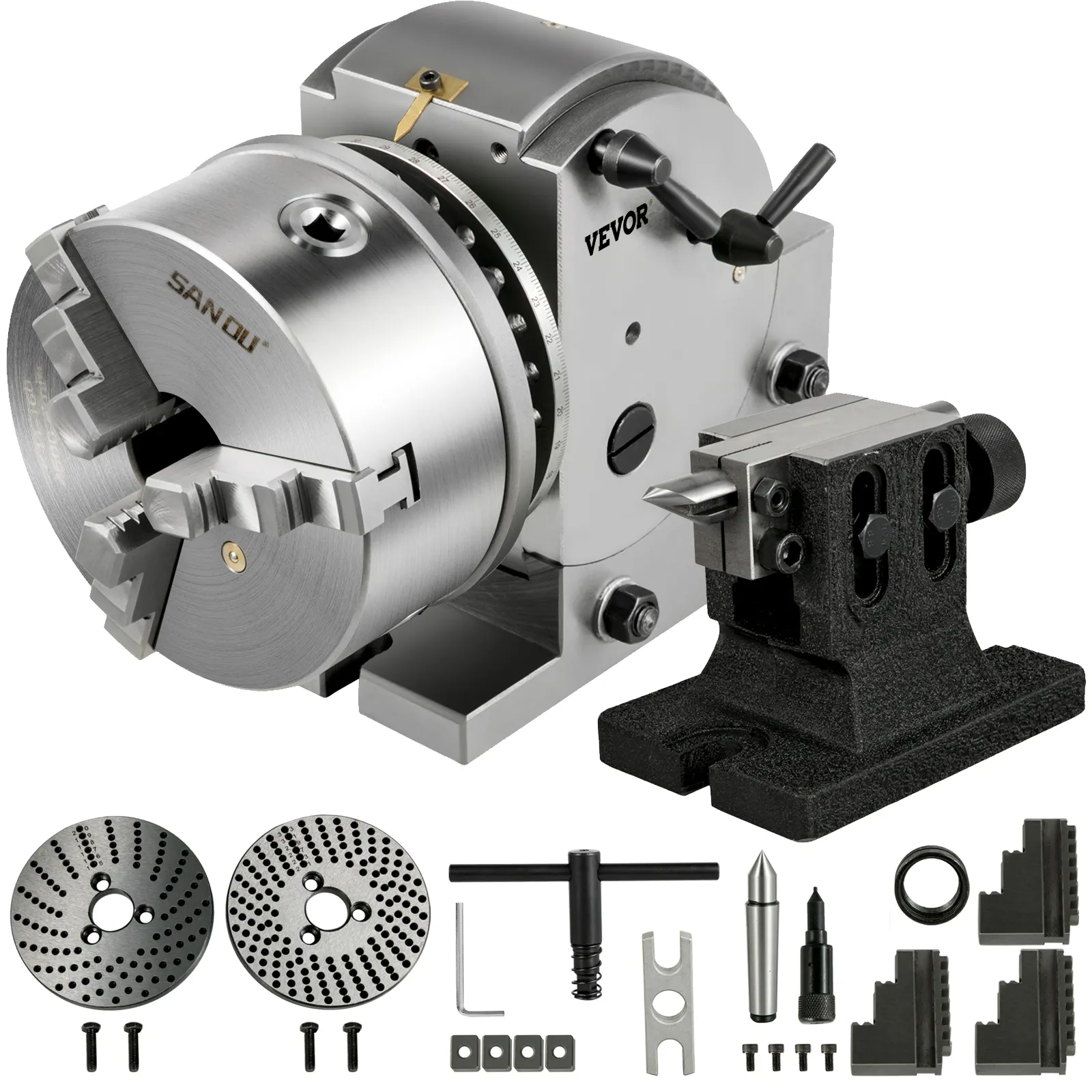 VEVOR dividing head with accessories and attachments for precision machining.
