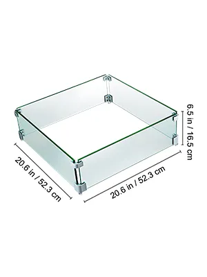 Resistente protección contra el viento para fogatas VEVOR con paneles de vidrio templado cuadrados de 20,6 pulgadas.